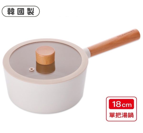韓國製TORI系列18cm陶瓷不沾湯鍋(單把含蓋)-1